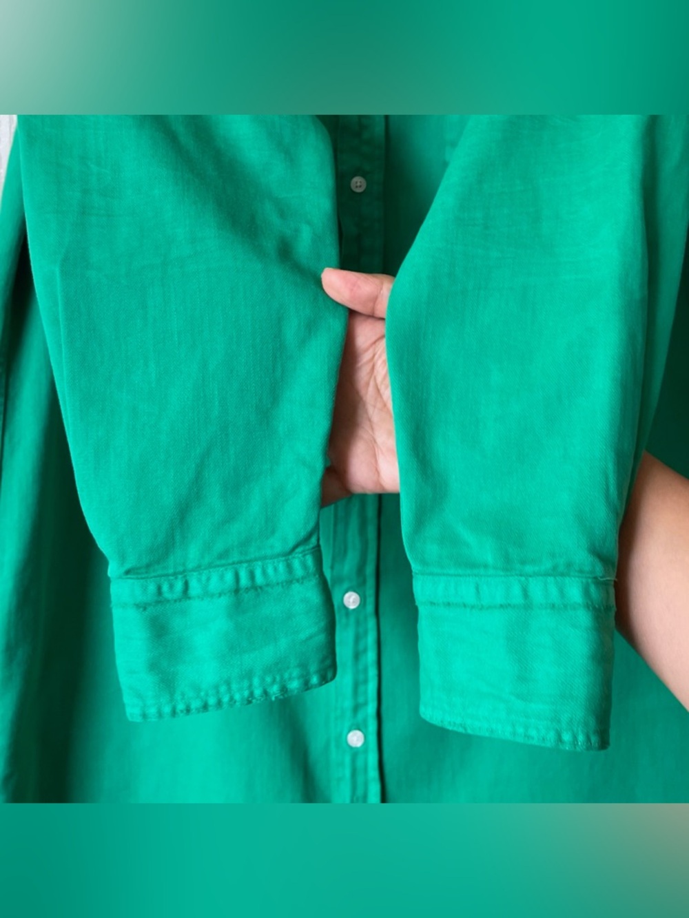 Frank & Eileen Rory Maxi Shirt Dress Cotton Kelly Green Button Down Large EUC - Picture 4 of 9